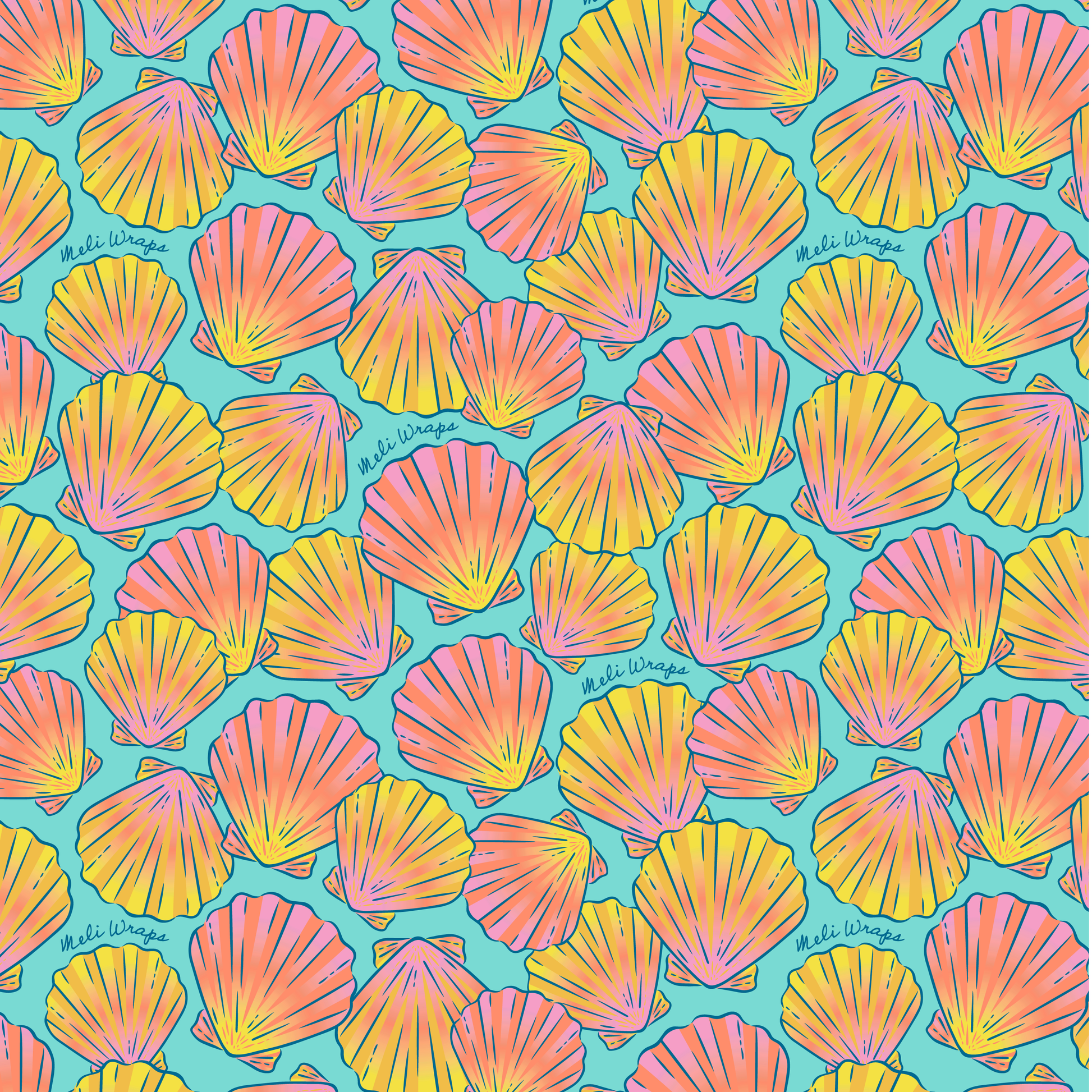 Beeswax Wrap Bulk Roll - Shells Print - Homeland Harvest
