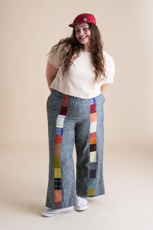 Sunset Pants in Gray Chambray