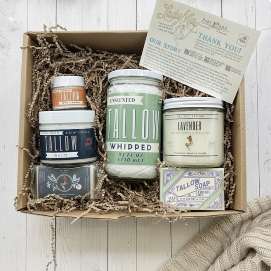 All-Natural DeluxeTallow Skin care and Candle Set Premium Quality All Natural Gift Box by The Lady May