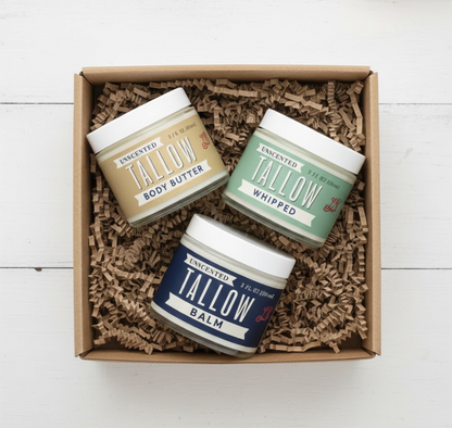 Tallow Skincare Trio - Butter, Balm & Whipped Premium Quality All Natural Gift Box by The Lady May