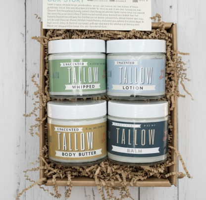 Natural Beef Tallow Skincare Collection - Lotion, Butter, Balm & Whipped