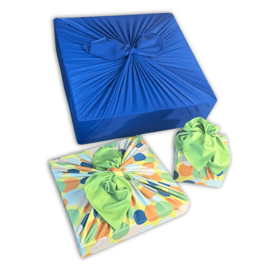 Set of 3 (S, L, XL) Reusable Cloth Furoshiki Gift Wrap | Polka Dot & Deep Blue - Homeland Harvest