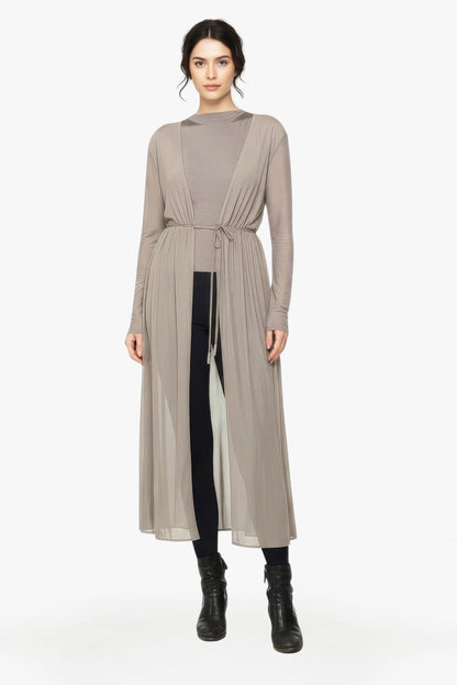 Silver Sheer Mesh Long Cover Up: EMF Shielding