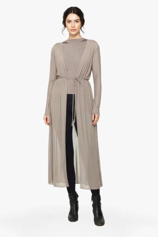 Silver Sheer Mesh Long Cover Up: EMF Shielding