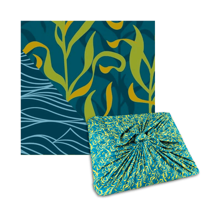Large Reusable Cloth Furoshiki Gift Wrap | Kelp & Waves - Homeland Harvest