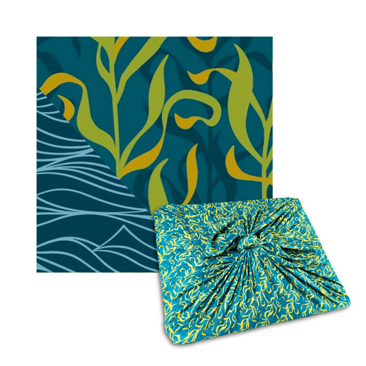 Large Reusable Cloth Furoshiki Gift Wrap | Kelp & Waves - Homeland Harvest