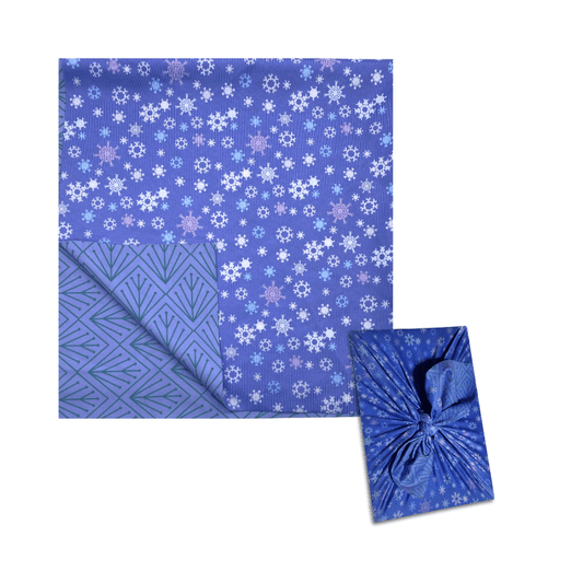 Small Reusable Cloth Furoshiki Gift Wrap | Snowflakes & Pine - Homeland Harvest