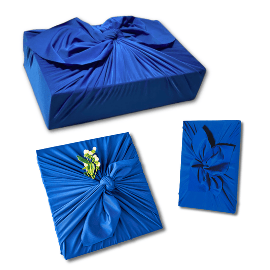 Set of 3 (S, L, XL) Reusable Cloth Furoshiki Gift Wrap | Deep Blue - Homeland Harvest