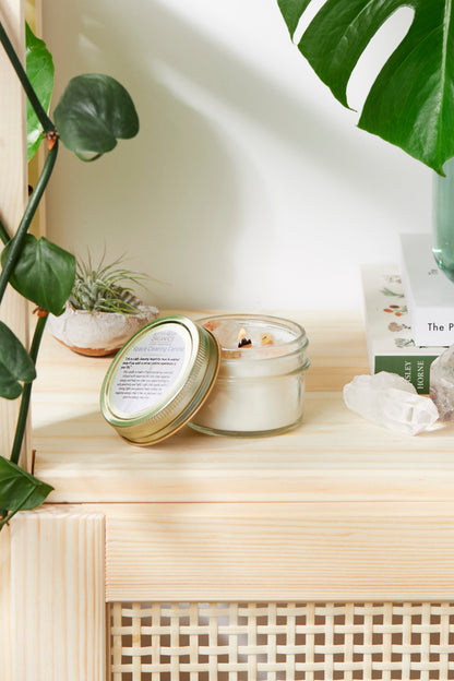 Space Clearing Candle/ Intention Candle / Organic Soy Candle / Candle with Crystals / Cleansing Candle - Homeland Harvest