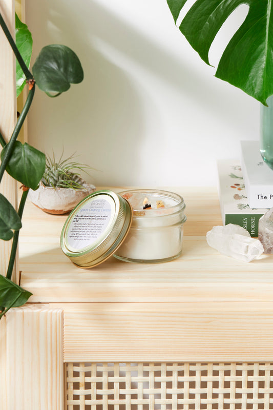 Space Clearing Candle/ Intention Candle / Organic Soy Candle / Candle with Crystals / Cleansing Candle - Homeland Harvest