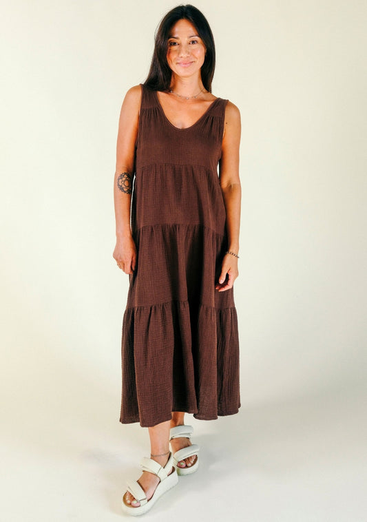 Teresa Tiered Tank Dress - Chicory Coffee - Homeland Harvest