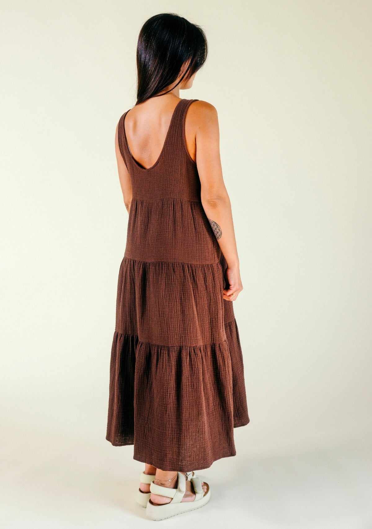 Teresa Tiered Tank Dress - Chicory Coffee - Homeland Harvest