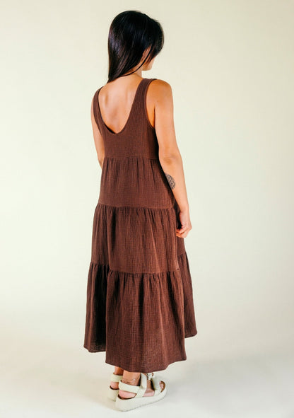 Teresa Tiered Tank Dress - Chicory Coffee - Homeland Harvest