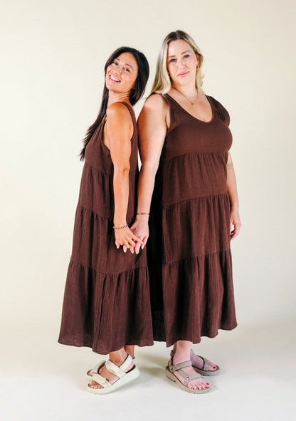 Teresa Tiered Tank Dress - Chicory Coffee - Homeland Harvest