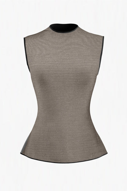 High Neck Peplum Stretch Tank: Reversible & EMF Shielding