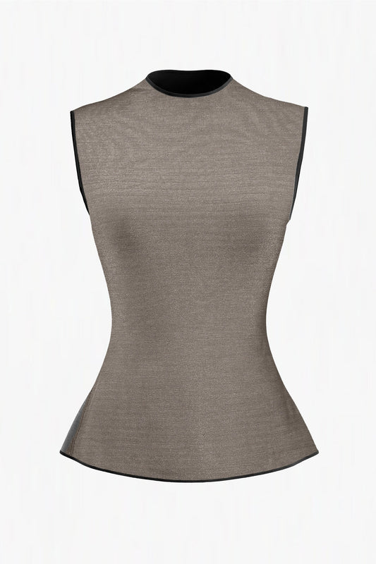 High Neck Peplum Stretch Tank: Reversible & EMF Shielding
