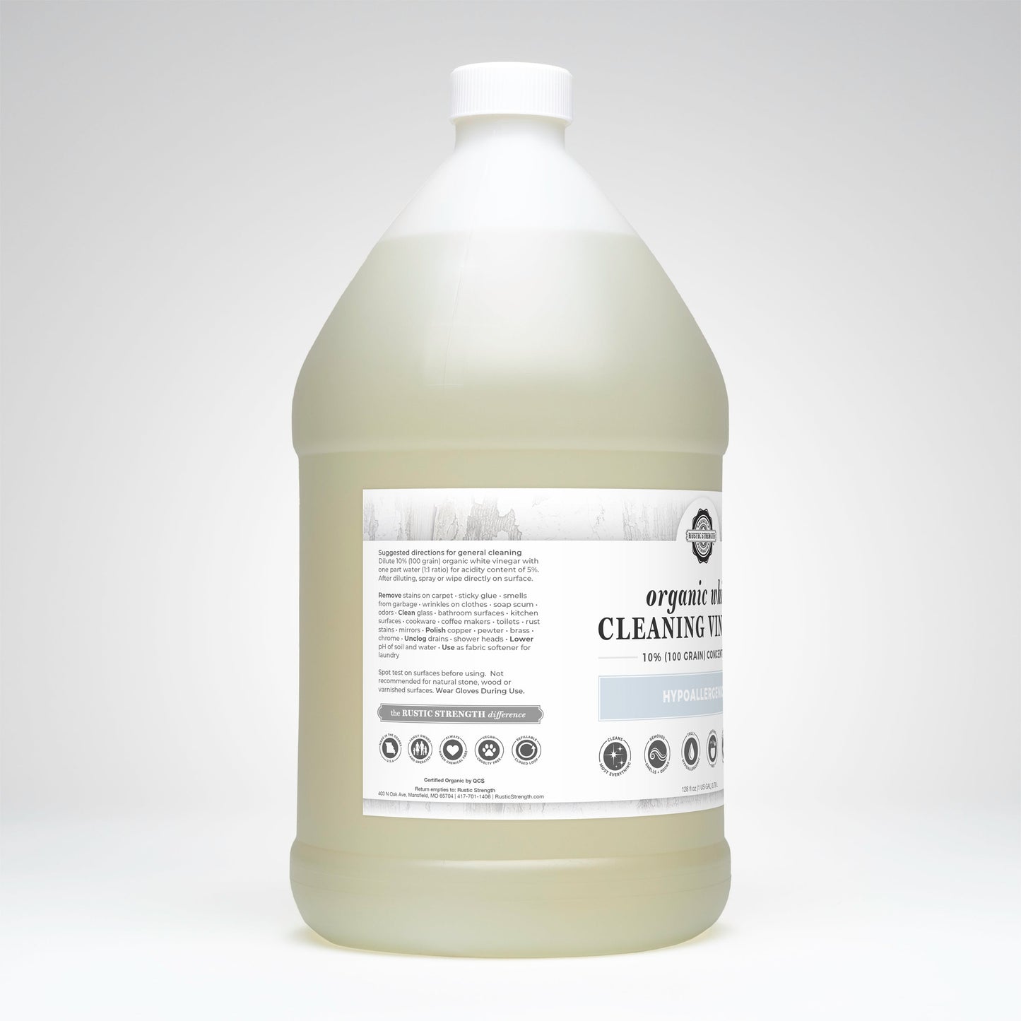 Organic White Cleaning Vinegar Concentrate | 10% (100 grain) - Homeland Harvest