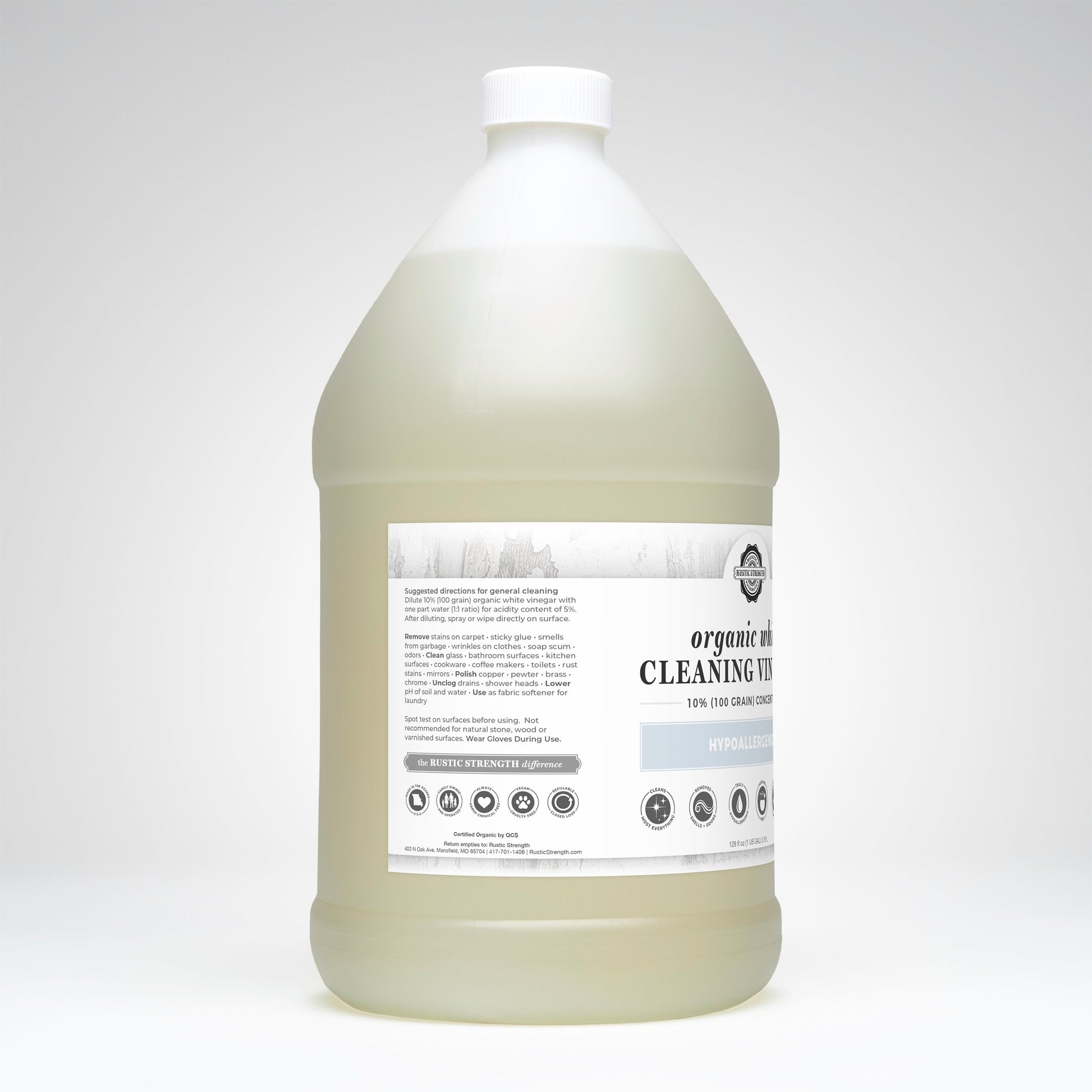 Organic White Cleaning Vinegar Concentrate | 10% (100 grain) - Homeland Harvest