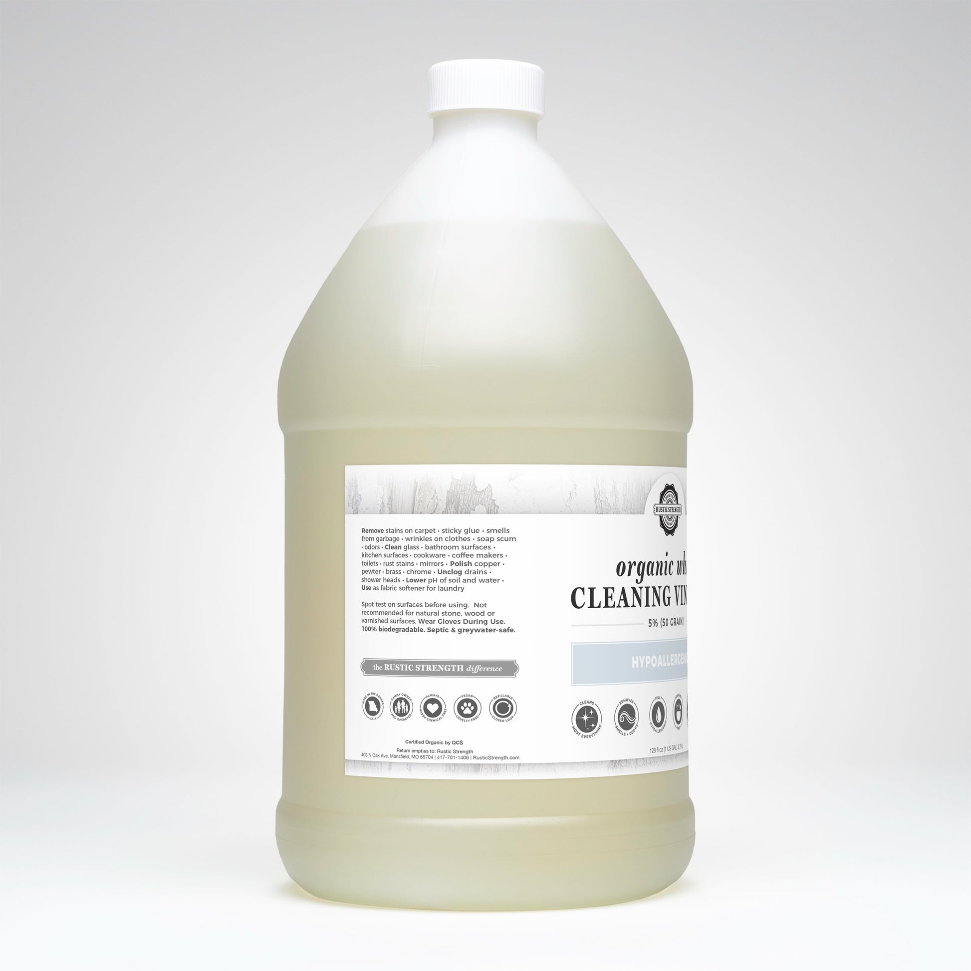 Organic White Cleaning Vinegar | 5% (50 grain) - Homeland Harvest