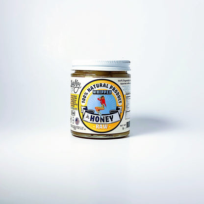 Spreadable Whipped Cream Raw Honey, 9oz glass jar by Lady May Honey Makers