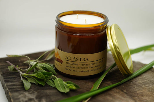 Ad Astra Soy Wax Candle | 16 oz Double Wick Amber Apothecary Jar