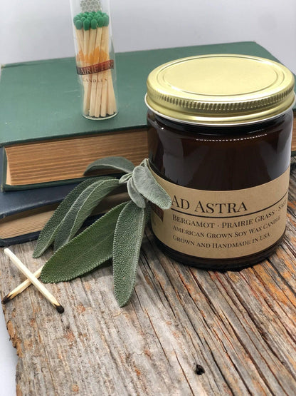Ad Astra Soy Wax Candle | 9 oz Amber Apothecary Jar