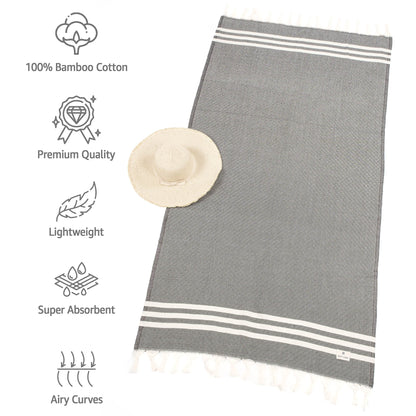 American Soft Linen, 100% Bamboo Turkish Peshtemal Beach Pool Towels, 40" x 70" Peshtemal Towels