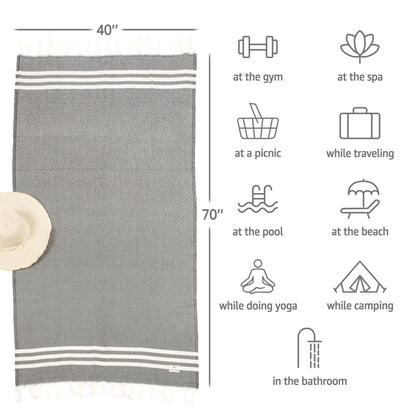 American Soft Linen, 100% Bamboo Turkish Peshtemal Beach Pool Towels, 40" x 70" Peshtemal Towels