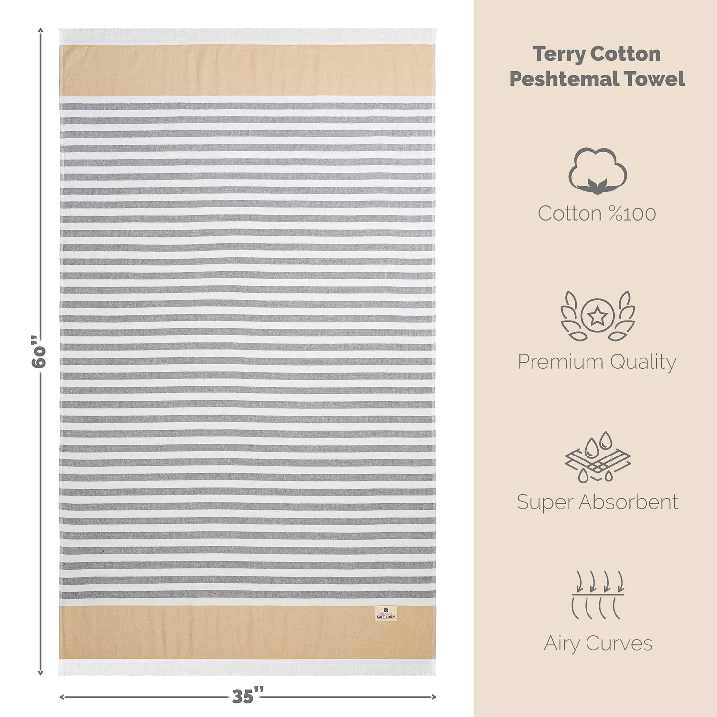 Mediterranean 100% Cotton Turkish Peshtemals, 35" x 60",  Modern & Traditional Turkish Bath Towels