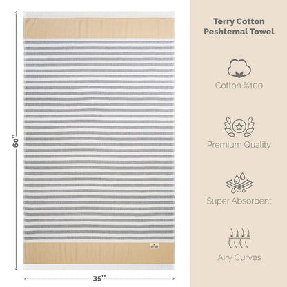 Mediterranean 100% Cotton Turkish Peshtemals, 35" x 60",  Modern & Traditional Turkish Bath Towels