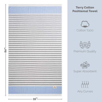 Mediterranean 100% Cotton Turkish Peshtemals, 35" x 60",  Modern & Traditional Turkish Bath Towels