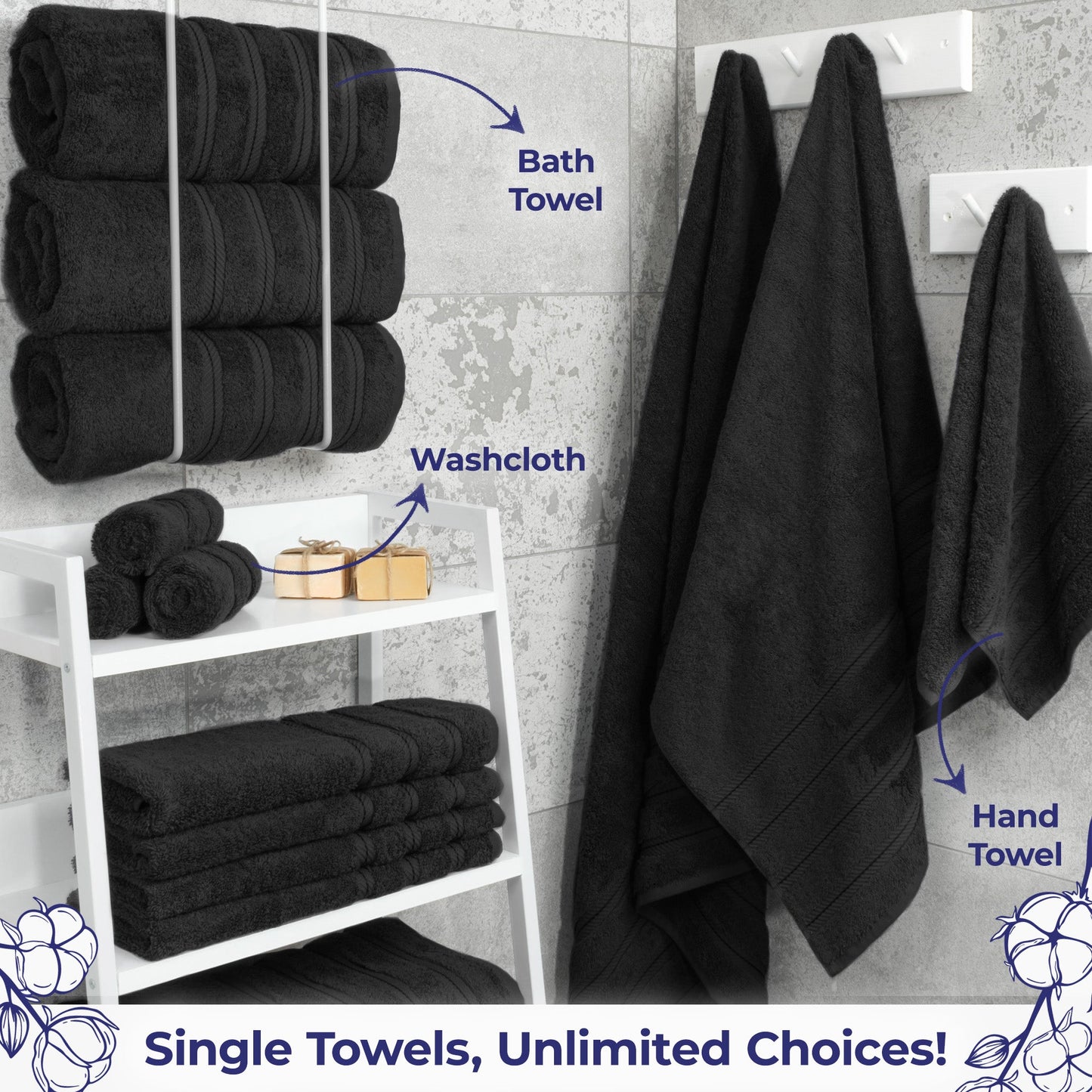 American Soft Linen Single Piece 100% Cotton Turkish Towels with 20 Different Colors, Create Your Set