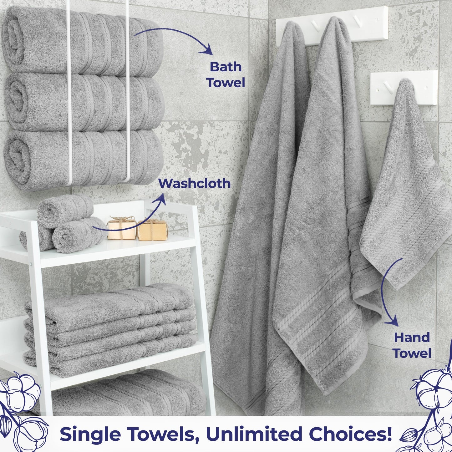 American Soft Linen Single Piece 100% Cotton Turkish Towels with 20 Different Colors, Create Your Set