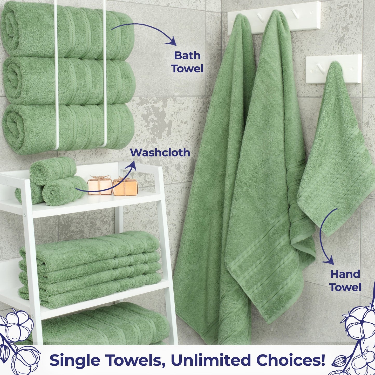 American Soft Linen Single Piece 100% Cotton Turkish Towels with 20 Different Colors, Create Your Set