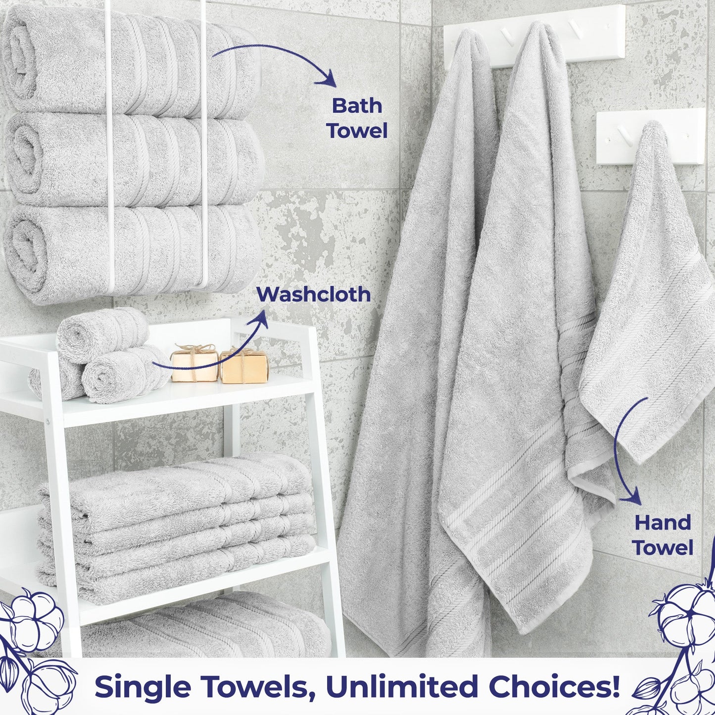 American Soft Linen Single Piece 100% Cotton Turkish Towels with 20 Different Colors, Create Your Set