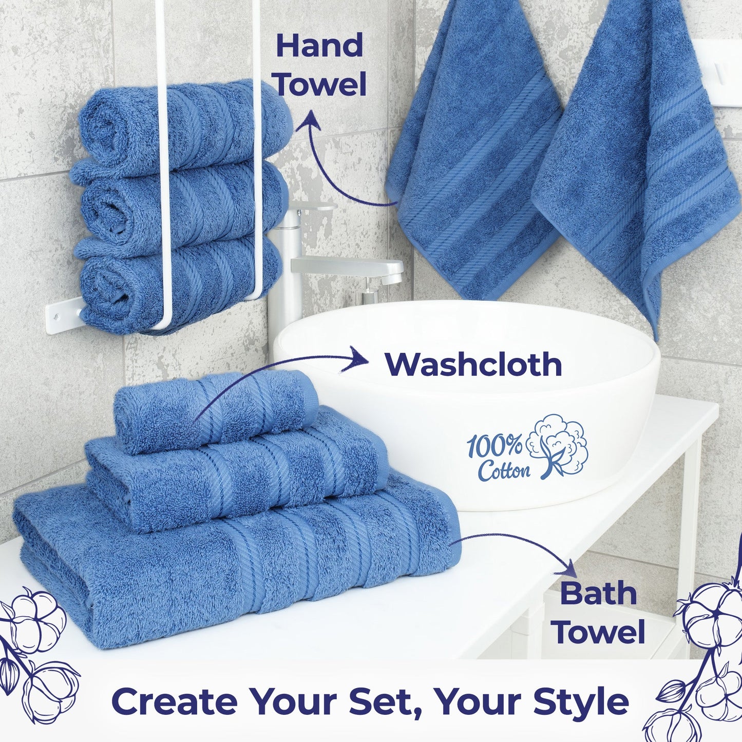 American Soft Linen Single Piece 100% Cotton Turkish Towels with 20 Different Colors, Create Your Set