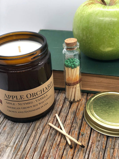 Apple Orchard Soy Wax Candle | 9 oz Amber Apothecary Jar