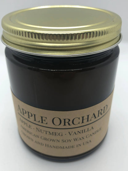Apple Orchard Soy Wax Candle | 9 oz Amber Apothecary Jar