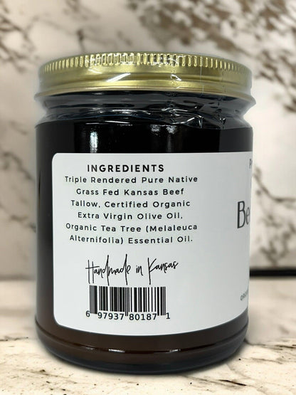 Grass Fed Beef Tallow Balm - 2 oz - Grown and Made in USA - Organic Grass Fed and Finished Tallow - Moisturizing Skin Care