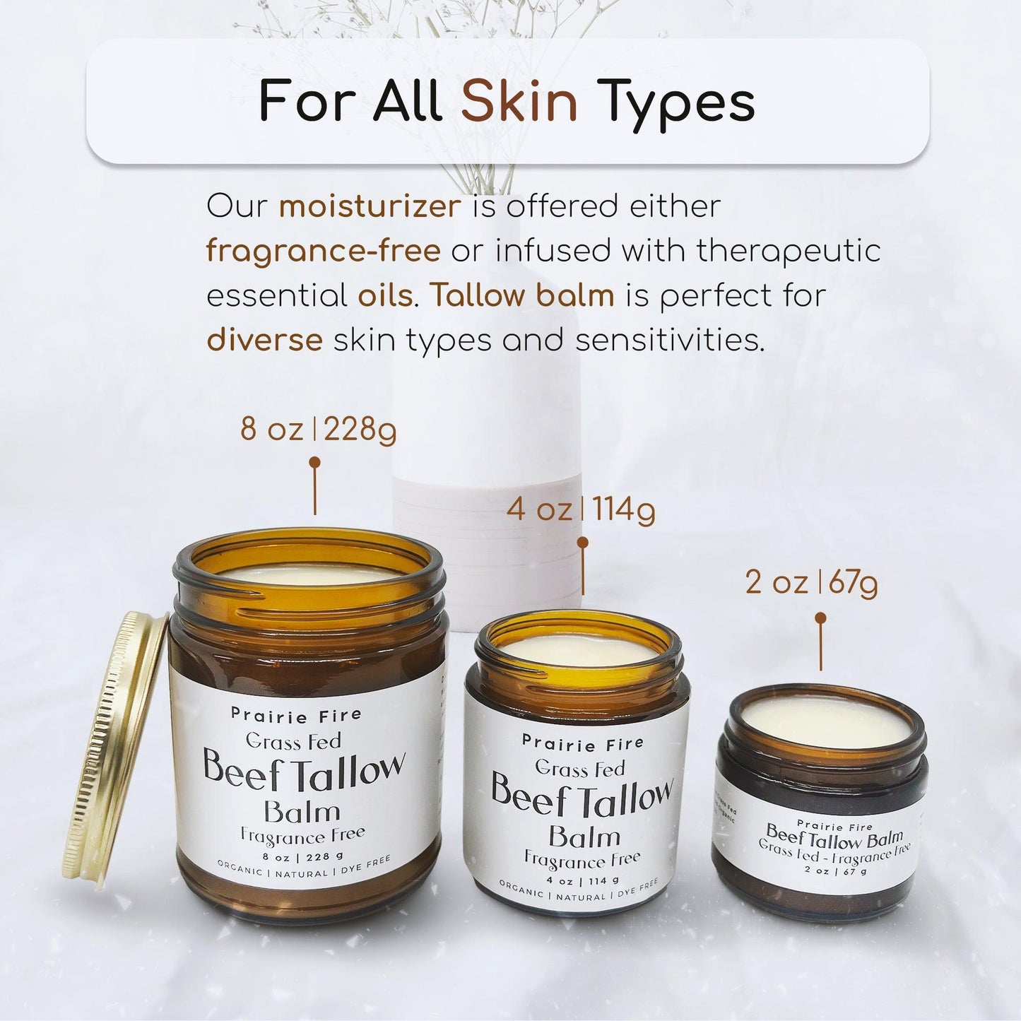 Grass Fed Beef Tallow Balm - 2 oz - Grown and Made in USA - Organic Grass Fed and Finished Tallow - Moisturizing Skin Care