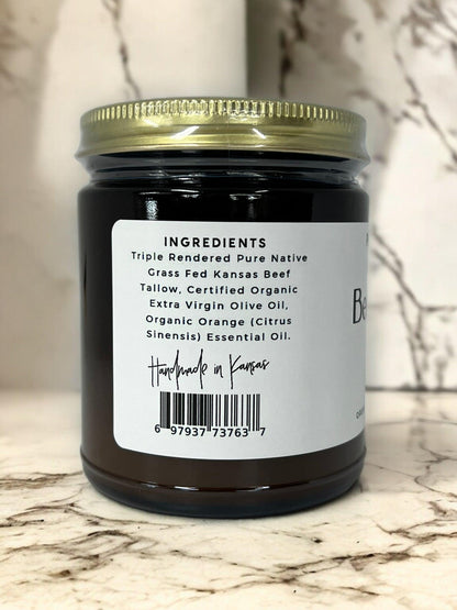 Grass Fed Beef Tallow Balm - 2 oz - Grown and Made in USA - Organic Grass Fed and Finished Tallow - Moisturizing Skin Care