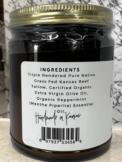 Grass Fed Beef Tallow Balm - 4 oz - Made in USA - Organic Grass Fed and Finished Tallow - Moisturizing Skin Care