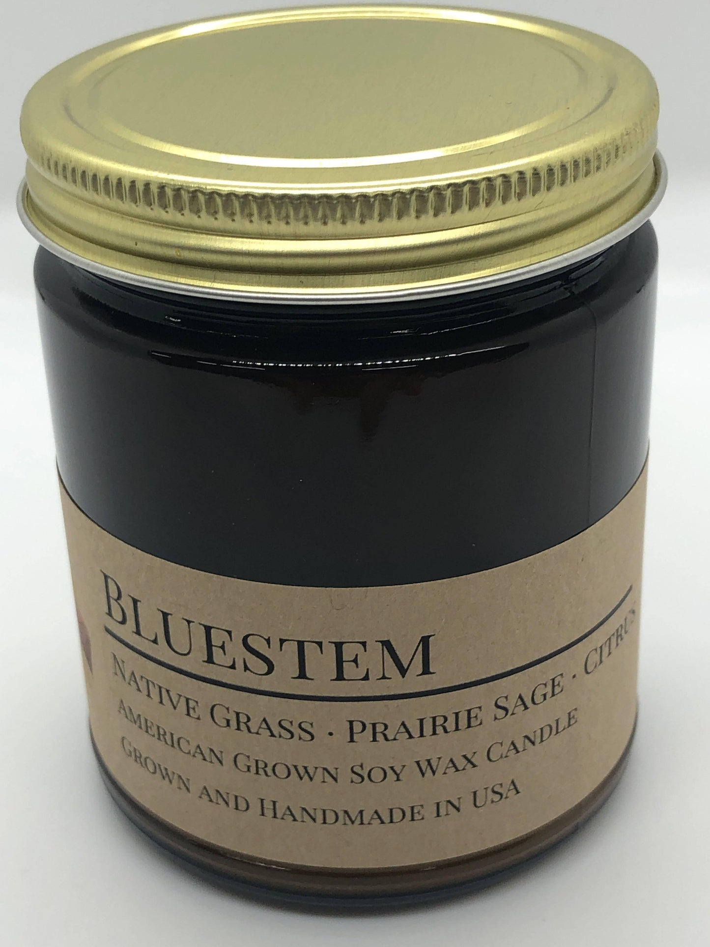 Bluestem Soy Wax Candle | 9 oz Amber Apothecary Jar