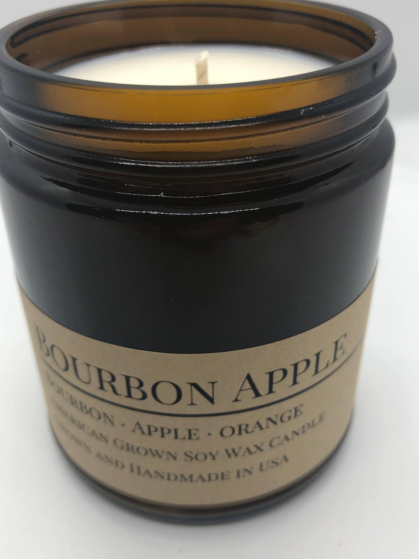 Bourbon Apple Soy Wax Candle | 9 oz Amber Apothecary Jar