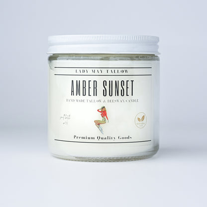 Amber Sunset Tallow Beeswax Candle | All Natural Non Toxic Clean Burning
