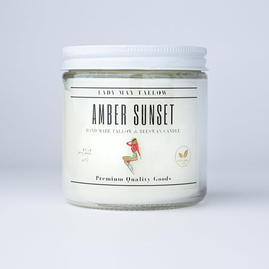 Amber Sunset Tallow Beeswax Candle | All Natural Non Toxic Clean Burning