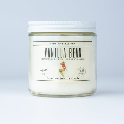 Vanilla Bean Tallow & Beeswax Candle | All-Natural, Non-Toxic, Clean-Burning