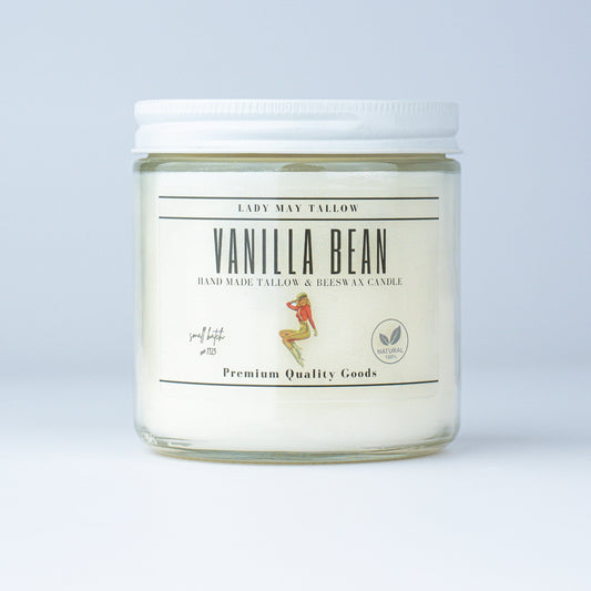 Vanilla Bean Tallow & Beeswax Candle | All-Natural, Non-Toxic, Clean-Burning