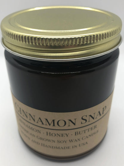 Cinnamon Snap Soy Wax Candle | 9 oz Amber Apothecary
