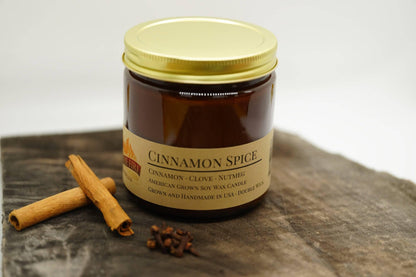 Cinnamon Spice Soy Wax Candle | 16 oz Double Wick Amber Apothecary Jar
